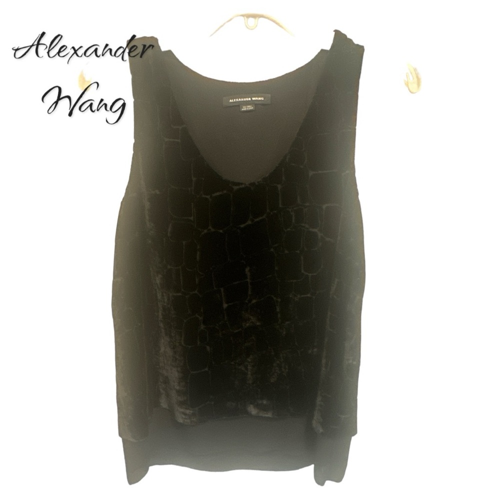 Alexander Wang black velvet tank overlay, Size Small